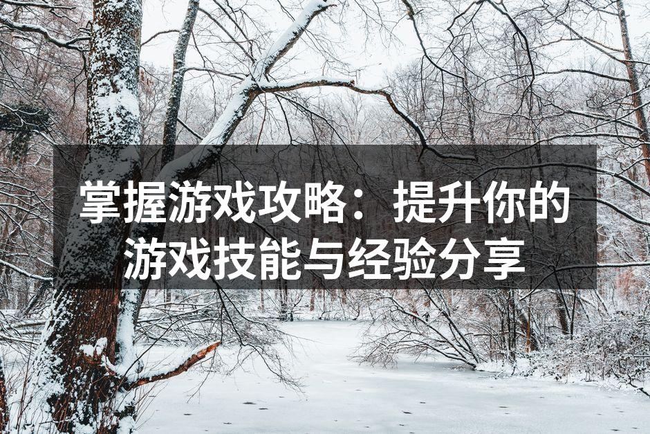 掌握游戏攻略:提升你的游戏技能与经验分享